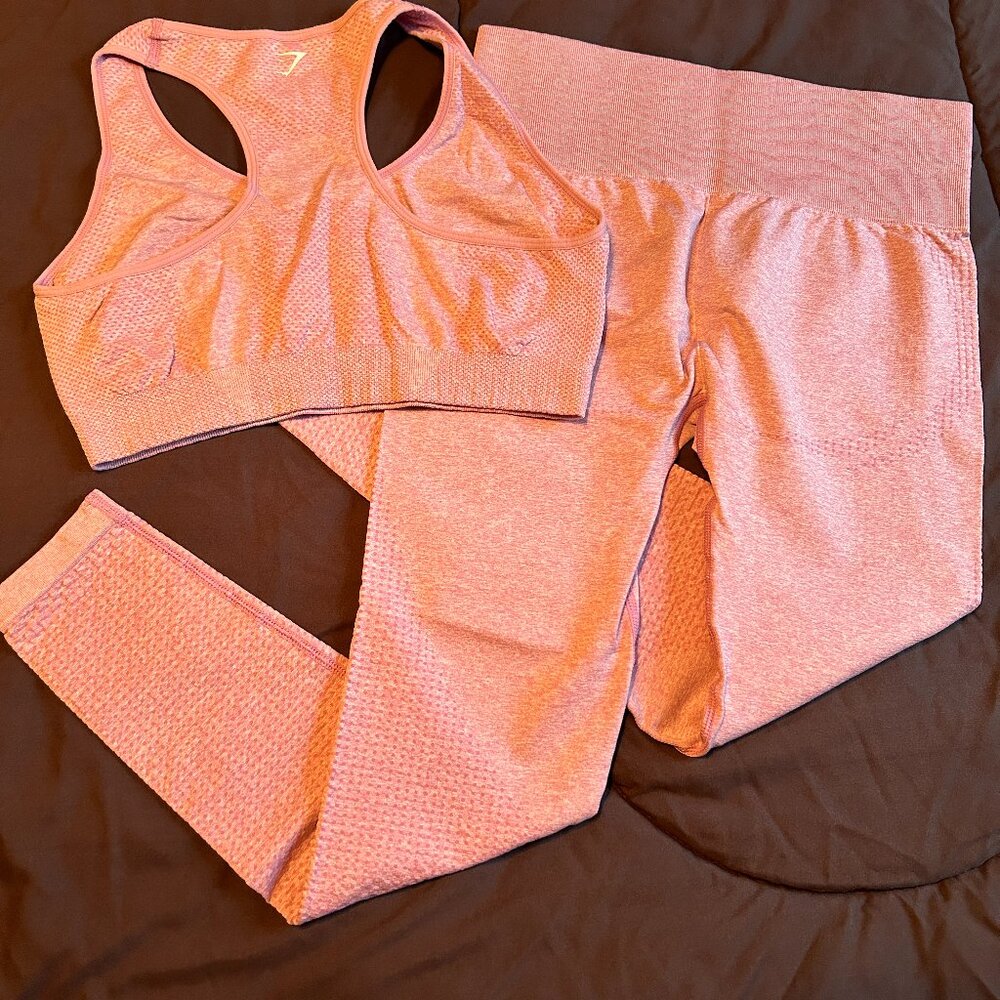 Gymshark Pink Seamless High-Waist Leggings & Sports Bra Set - Picture 3 of 3